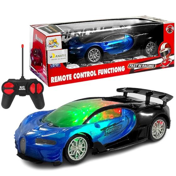 Imagem de Carrinho de Controle Super Esportivo com Luz Bugatti Azul