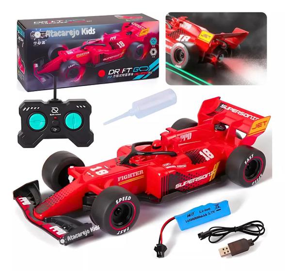 Imagem de Carrinho de Corrida F1 Miniatura Controle Remoto Com Fumaça LED