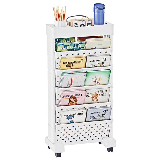 Imagem de Carrinho de estante BYFU 6-Tier Movable Rolling White