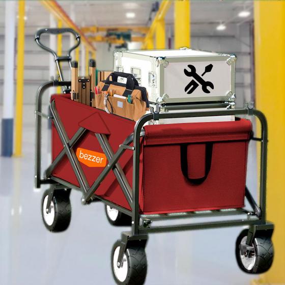 Imagem de Carrinho de Ferramentas Dobrável até 80kg Compacto Transporte Objetos Cargas Caixas Maletas Máquinas e Equipamentos