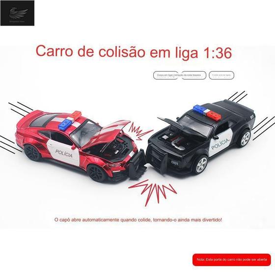 Imagem de Carrinho de Ferro Policial Miniatura Fricção - Abre Capô - HM TOYS