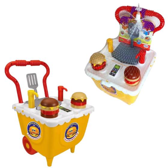Imagem de Carrinho De Hamburguer Infantil Brinquedo Com Acessórios Completo Hamburgueria Brinquedos Tilin