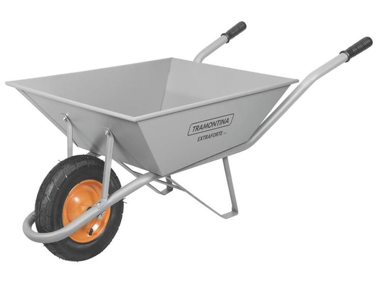 Imagem de Carrinho de mao braco metalico cacamba quadrada metalica reforcada pneu em borracha tramontina