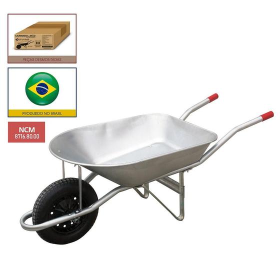 Carrinho De Mão Galvanizado 55L Cinza Botafogo Imagem de Carrinho De Mão Galvanizado 55L Cinza Botafogo