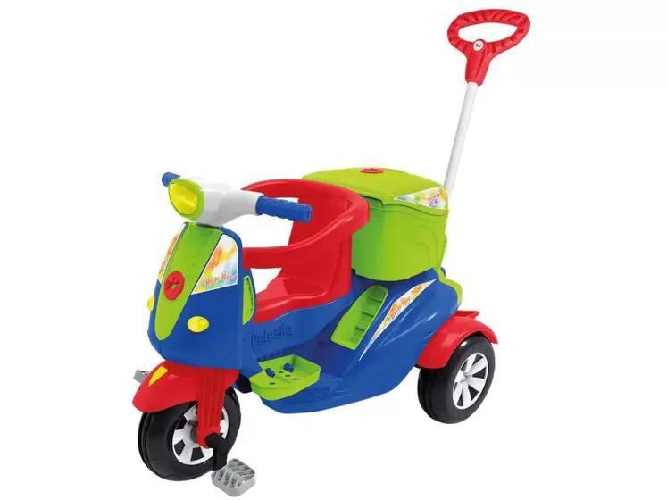 Imagem de Carrinho de Passeio e Pedal para Bebe Calesita Moto Uno Azul