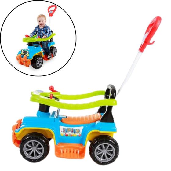 Imagem de Carrinho de Passeio Infantil 2x1 com Empurrador Colorido Jip Jip 