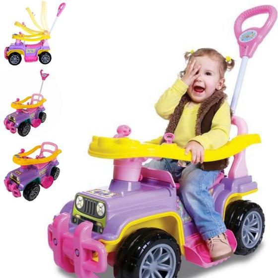 Imagem de Carrinho De Passeio Infantil Com Empurrador Bebe Jip Jip Menina