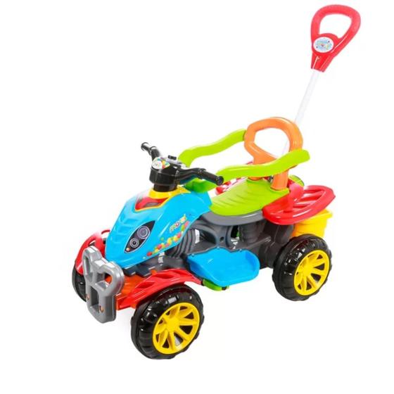 Imagem de Carrinho De Passeio Infantil com Pedal e Empurrador Quadriciclo Colorido - Maral
