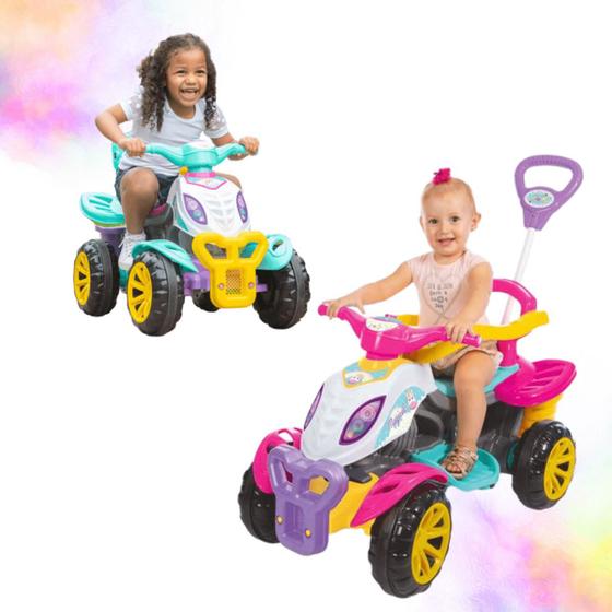 Carrinho De Passeio Infantil Menina Quadriciclo Haste Pedal Com ...