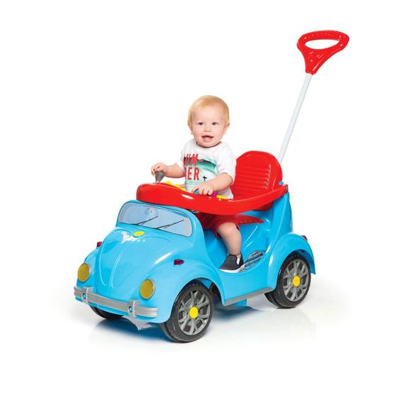 Imagem de Carrinho de passeio infantil meninos com empurrador fouks azul buzina - calesita 