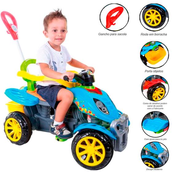 Carrinho de Passeio Infantil Quadriciclo Empurrador Haste Pedal Menor preço em Carrinho de Passeio Infantil Quadriciclo Empurrador Haste Pedal