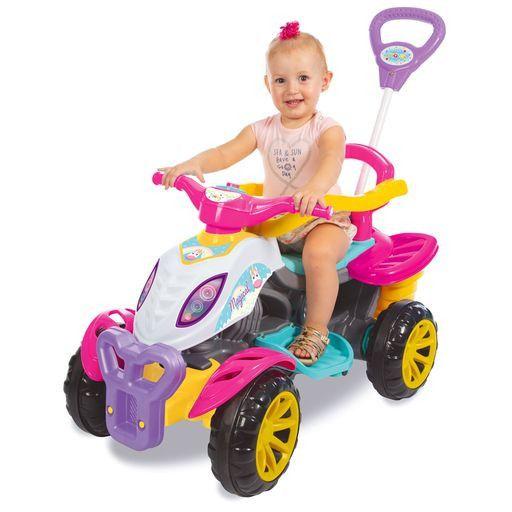 Imagem de Carrinho De Passeio Infantil Quadriciclo Haste Pedal diversão Menina brincar segurança ao ar livre