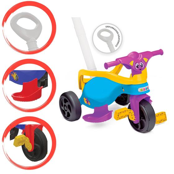 Imagem de Carrinho De Passeio Infantil Triciclo Fast Completo Criança Bebe Com Empurrador E Pedal Pais E Filhos