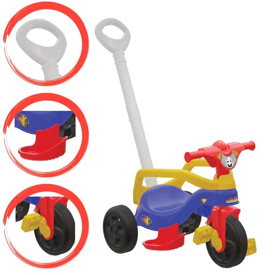 Imagem de Carrinho De Passeio Infantil Triciclo Menino Menina Criança Bebe Com Empurrador E Pedal