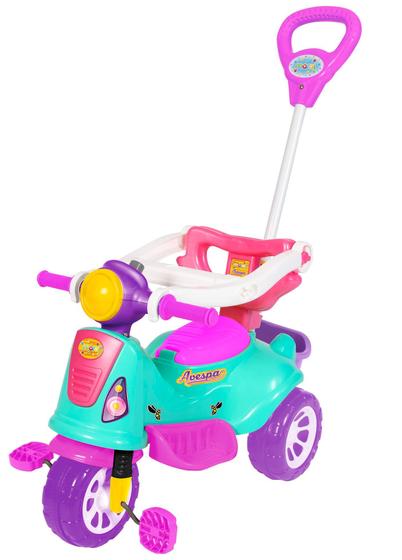 Imagem de Carrinho De Passeio Ou Pedal Infantil Triciclo Avespa Com Empurrador Maral