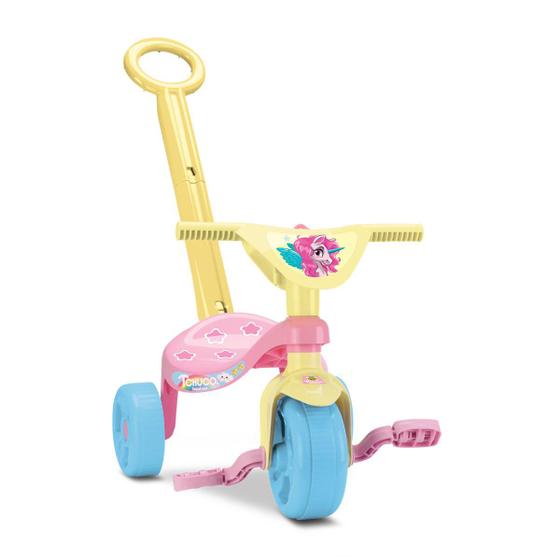 Imagem de Carrinho de Passeio ou Pedal Triciclo Infantil Tchuco Unicórnio com Haste - Samba Toys