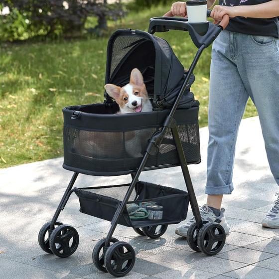 Imagem de Carrinho de passeio para animais de estimação Zoosky 3 em 1 dobrável com suporte removível