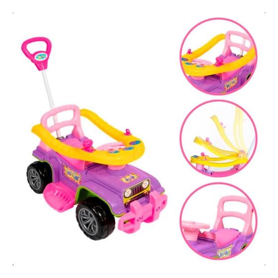 Imagem de Carrinho De Passeio Quadriciclo Infantil Menina Plástico Brinquedo Criança Motoca Lazer Coordenação Motora