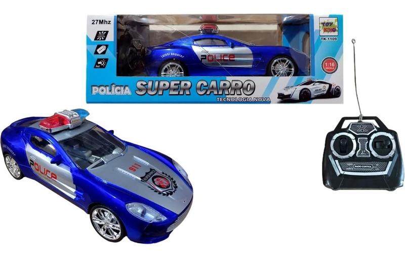 Imagem de Carrinho De Policial Controle Remoto Total Super Carro Policia (Azul)