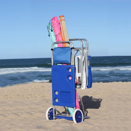 Imagem de Carrinho de Praia Mesa com Avanço Caixa Térmica Porta Objetos até 20kg