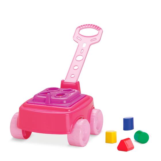 Imagem de Carrinho Didático Rosa Para Bebê Puxar - Cardoso Toys