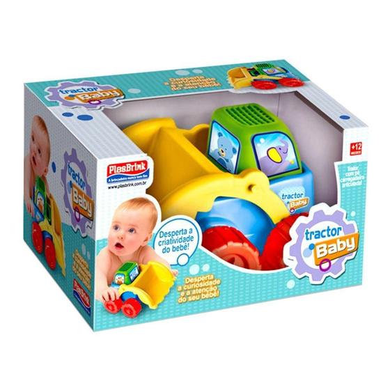 Imagem de Carrinho Didático Tractor Baby 27Cm Presente Bebê Gestante Brinquedo Criança 0396