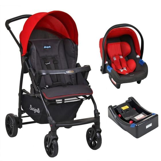 Imagem de Carrinho Ecco Com Bebê Conforto Vermelho E Base - Burigotto