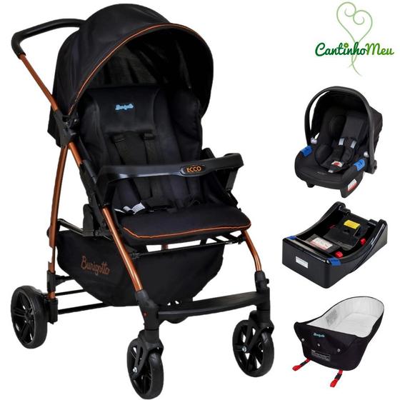 Imagem de Carrinho ecco preto cobre+cadeira touring x+base+ninho - burigotto