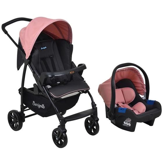 Imagem de Carrinho ecco rosa cinza + cadeira touring x - burigotto