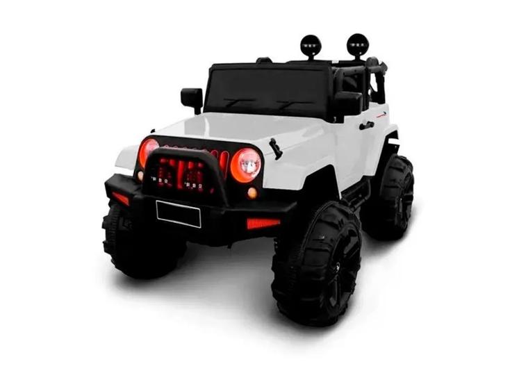 Imagem de Carrinho Elétrico Infantil Jeep Branco Música Luzes 12v Com Controle Remoto