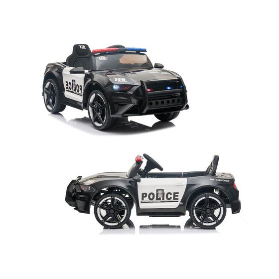 Imagem de Carrinho Elétrico Infantil Policia Carro Motorizado Luzes Som Passeio Automático Pedal Controle Remoto 12v Bivolt Viatura Drift Farol Mini Veículo