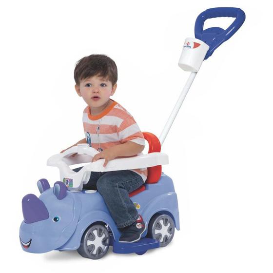 Imagem de Carrinho Empurrador Infantil Rino Baby Car Menino Mercotoys 2 EM 1