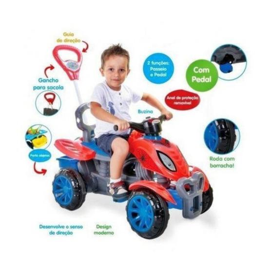 Imagem de Carrinho Empurrar Quadriciclo Maral Spider Man Com pedal