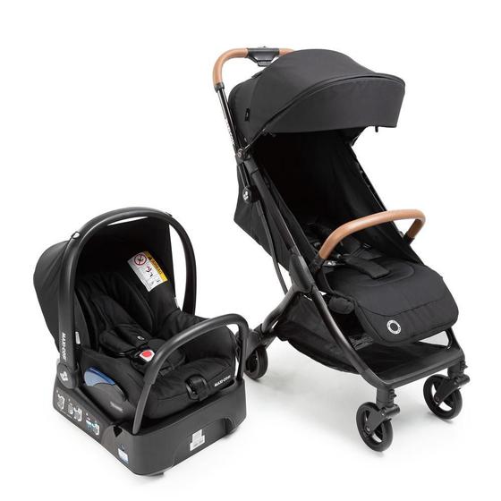 Imagem de Carrinho Eva Essential Black Bebê Conforto Base Maxi Cosi