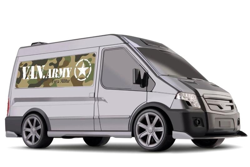 Imagem de Carrinho Força Militar Van Army - 35cm - Porta Abre - Omg