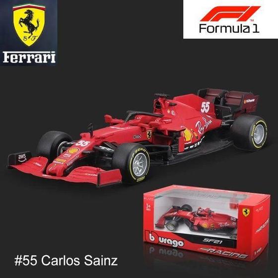 Imagem de Carrinho Fórmula 1 Ferrari SF21 55 Miniatura Coleção 1:43 Bburago