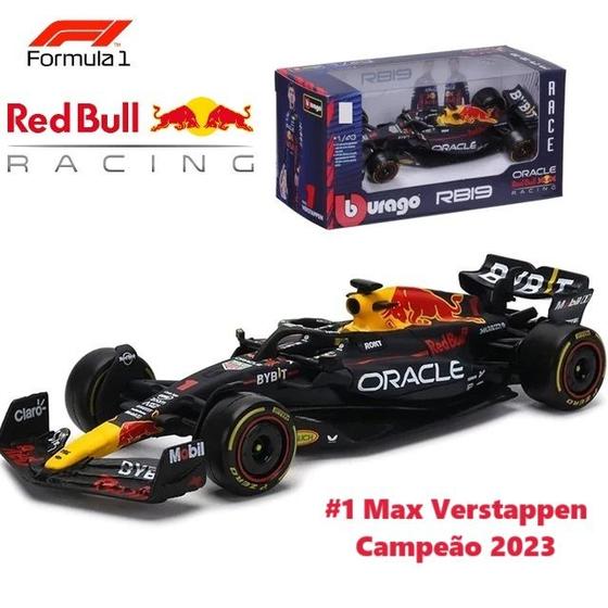 Imagem de Carrinho Fórmula 1 Red Bull 2023 Campeão Max Verstappen 1 Miniatura Coleção 1:43 Bburago