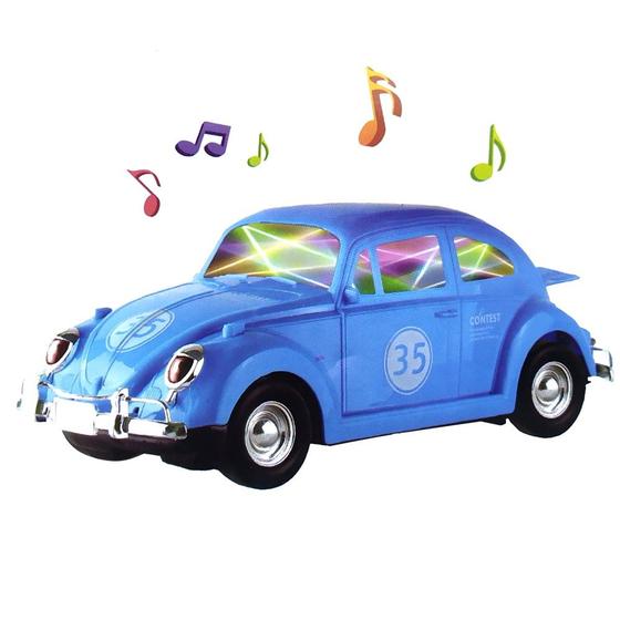 Imagem de Carrinho Fusca com Sons e Luzes 3D Bate e Volta e Gira 360º Azul