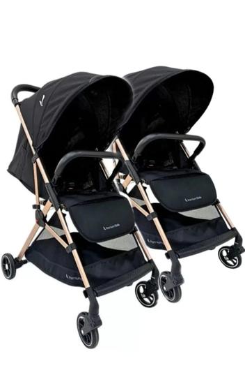 Imagem de Carrinho gemeos zurich Preto/Gold Couro Preto - Premuim Baby