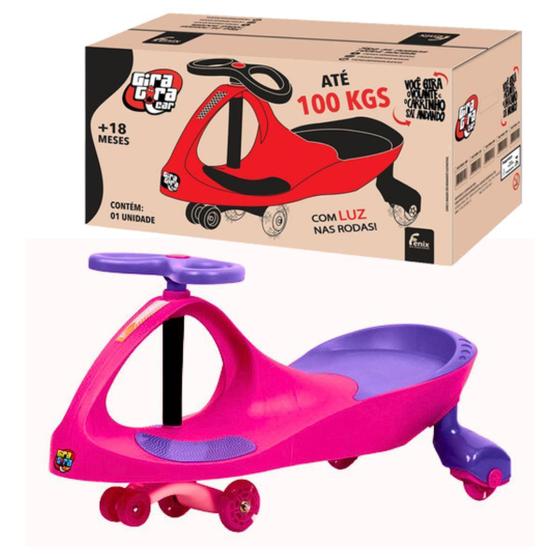 Imagem de Carrinho Gira Gira Car Rolimã Infantil Até 100Kg Fenix Rosa