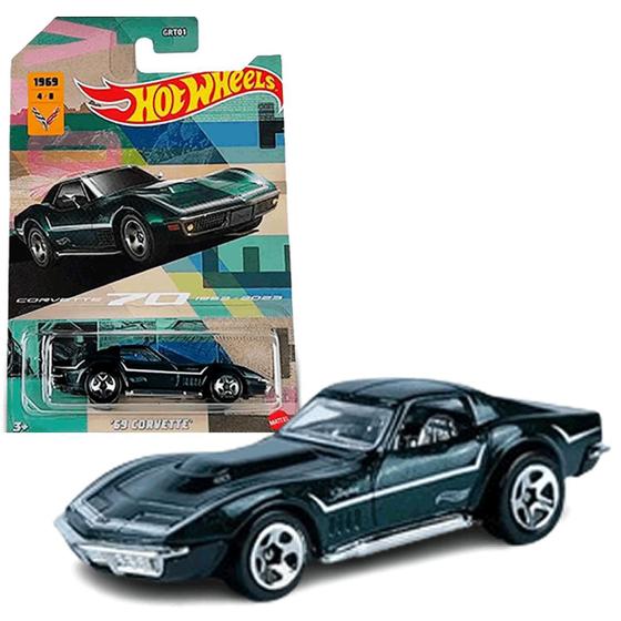 Carrinho Hot Wheels 69 Corvette Verde 1969 Edition Mattel Carrinho de Brinquedo Magazine Luiza