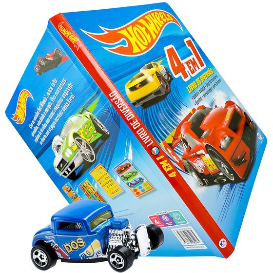 Imagem de Carrinho Hot Wheels Ford 32 Mattel + Livro com Quebra Cabeça Memória e Dominó