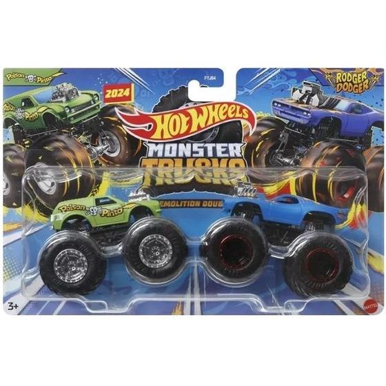 Imagem de Carrinho HOT Wheels Monster TRUCK Poison Pinto X Rodger Dodger Mattel FYJ64