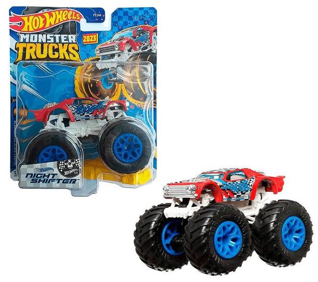 Imagem de Carrinho Hot Wheels Monster Trucks Night Shifters - Com Carrinho Esmagado - Die Cast 1:64 - Mattel - FYJ44