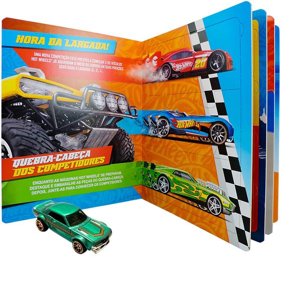 Imagem de Carrinho Hot Wheels Toyota Celica Mattel + Livro com Quebra Cabeça Memória e Dominó
