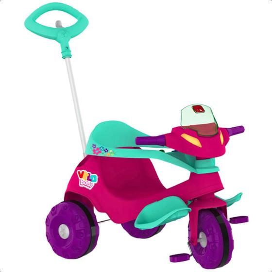 Imagem de Carrinho Infantil Bebê Bandeirante Triciclo Velobaby Passeio E Pedal Azul