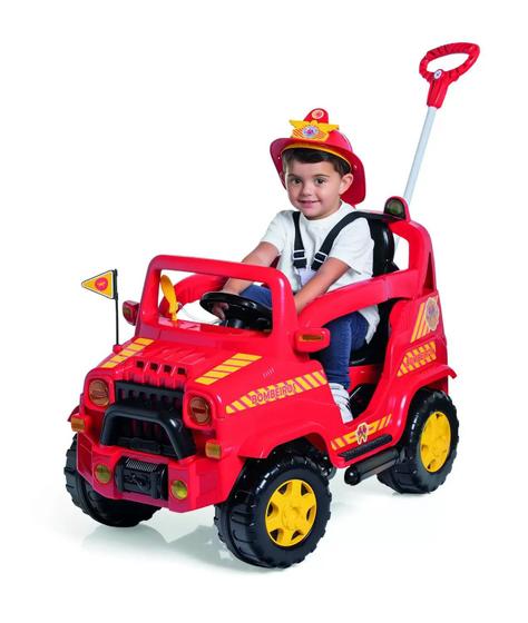 Imagem de Carrinho Infantil Diipi Bombeiro 2 em 1 Passeio ou Pedal - Calesita