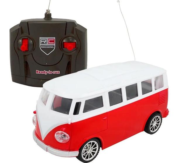 Imagem de Carrinho  Kombi De Controle  Remoto Total  4 Funçôes Acende Farol (Vermelha)