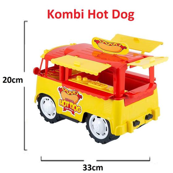 Imagem de Carrinho Kombi Hot Dog Brinquedo Food Truck Perua Grande Abre Janelas Laterais e Traseira
