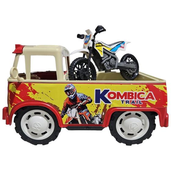 Imagem de Carrinho Kombica Grande Perua Com Moto Infantil Trail Vermel